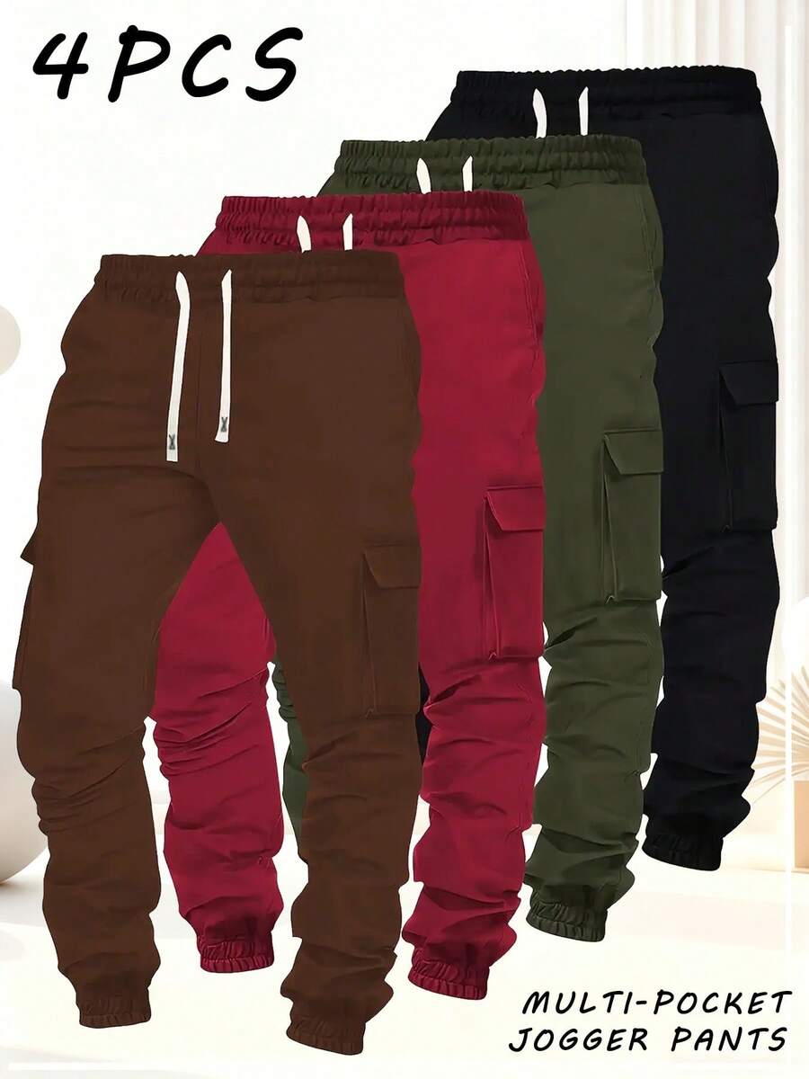 Cargo Jogger Pants - 2025 Neu 4-teilige Herren Übergrößen Olivgrüne