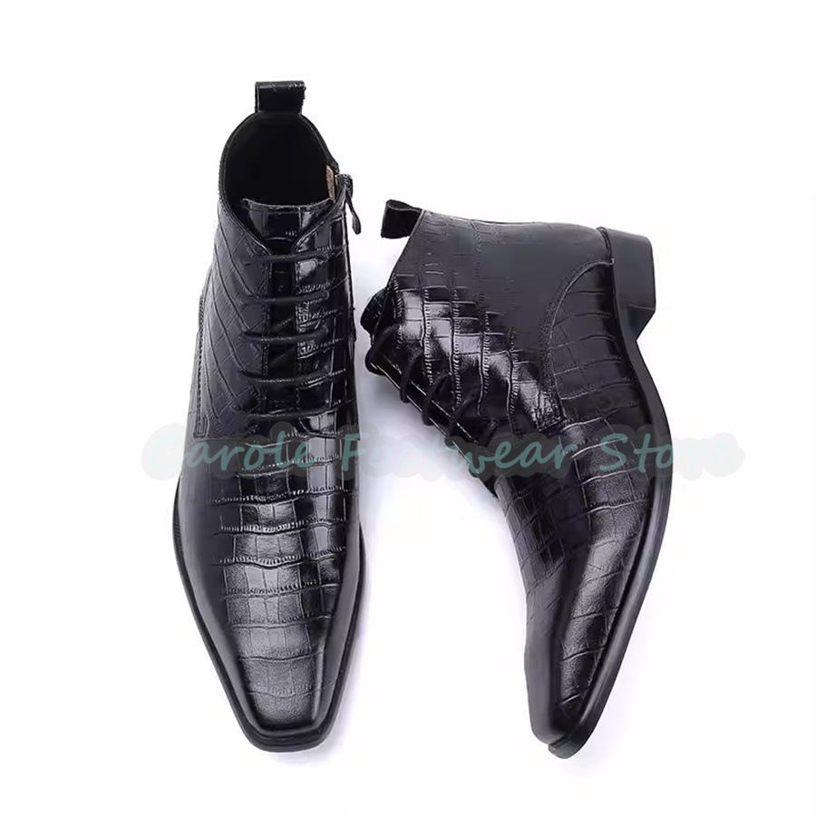Mens Fashion Dress Shoes - Modische Echtleder-Stiefeletten für Herren Spitze Zehe
