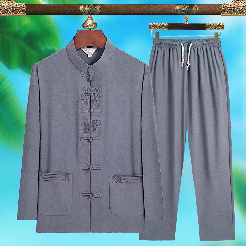 Mens Fashion Wear - Hochwertiger Modischer Herren-Tang-Anzug, Reine Seide Leichtgewichtiges