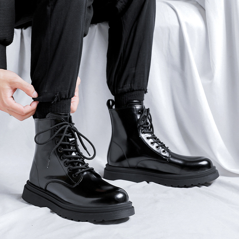 Mens Fashion Dress Shoes - Herrenmode-Plateaustiefel, schwarz, stilvolle, originelle Lederschuhe, Cowboy-Stiefeletten,