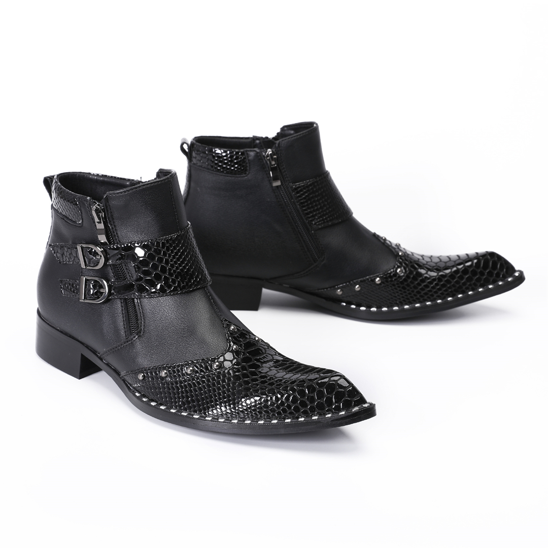 Mens Fashion Dress Shoes - Modische Nieten-Stiefeletten mit spitzer Zehenpartie für