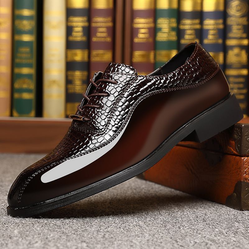 Mens Fashion Dress Shoes - Herren Glänzende Lackleder Britischer Stil Spitze