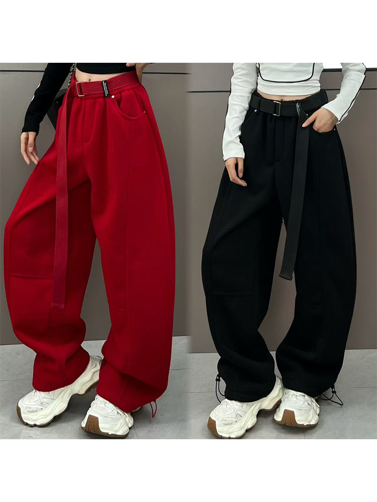 Cargo Jogger Pants - Mode Frauen Baggy Jogger Hosen Rot