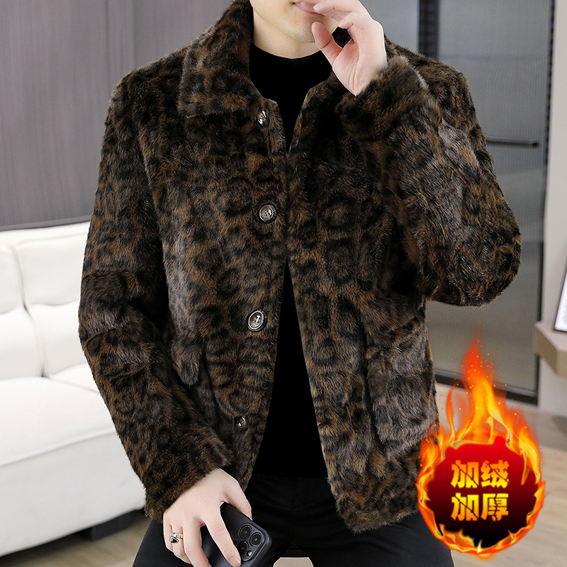 Mens Fashion Winter 2025 - 2022 Winter Leopard Print Faux Nerz