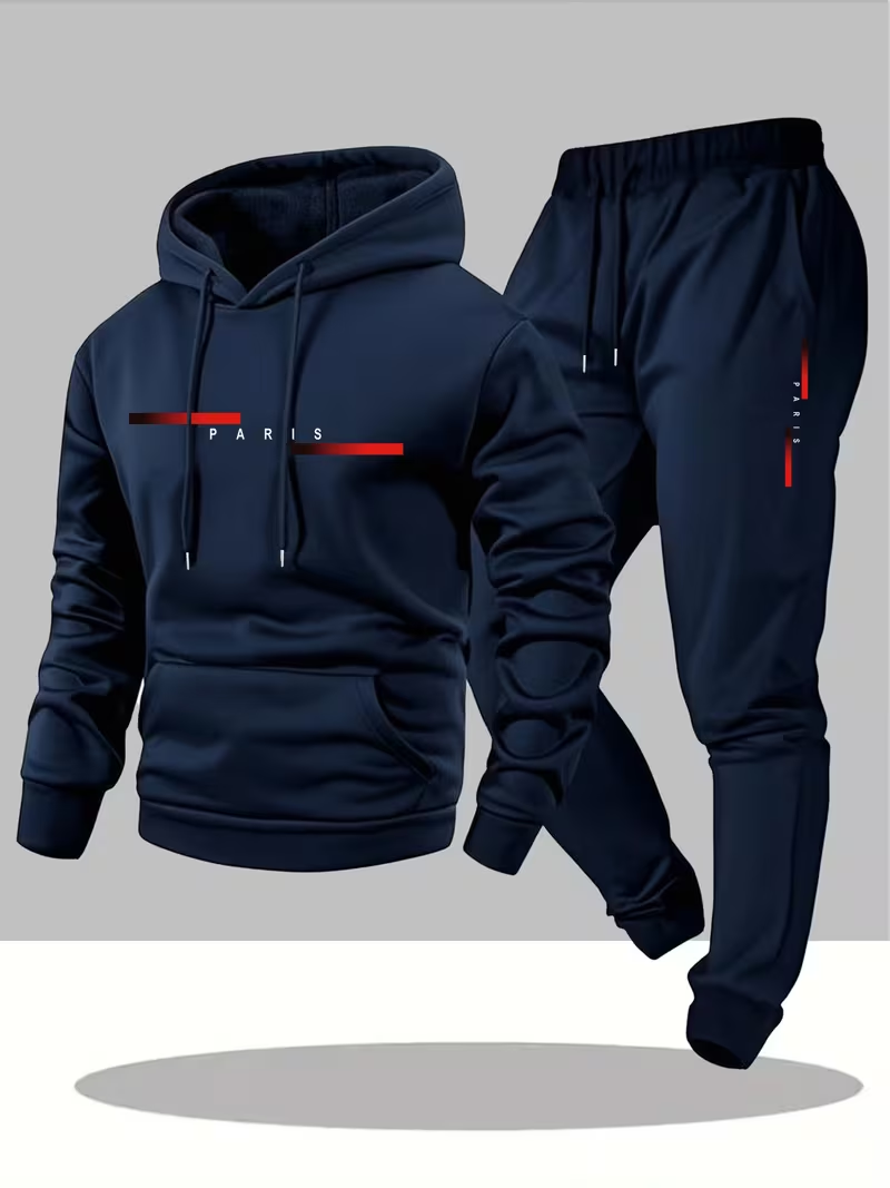 Men'S Fashion Trousers - Herren Bestseller Trendiges Buchstaben-Print-Set Zweiteiliges Hoodie