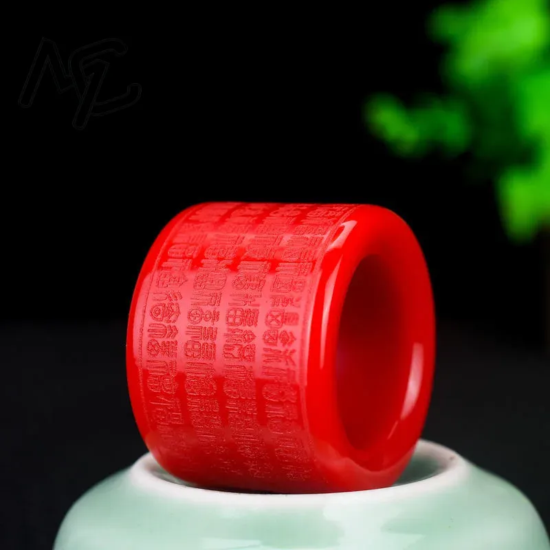 Men'S Fashion Rings - Natürliche ROTE Jade Ring Herz Meridian