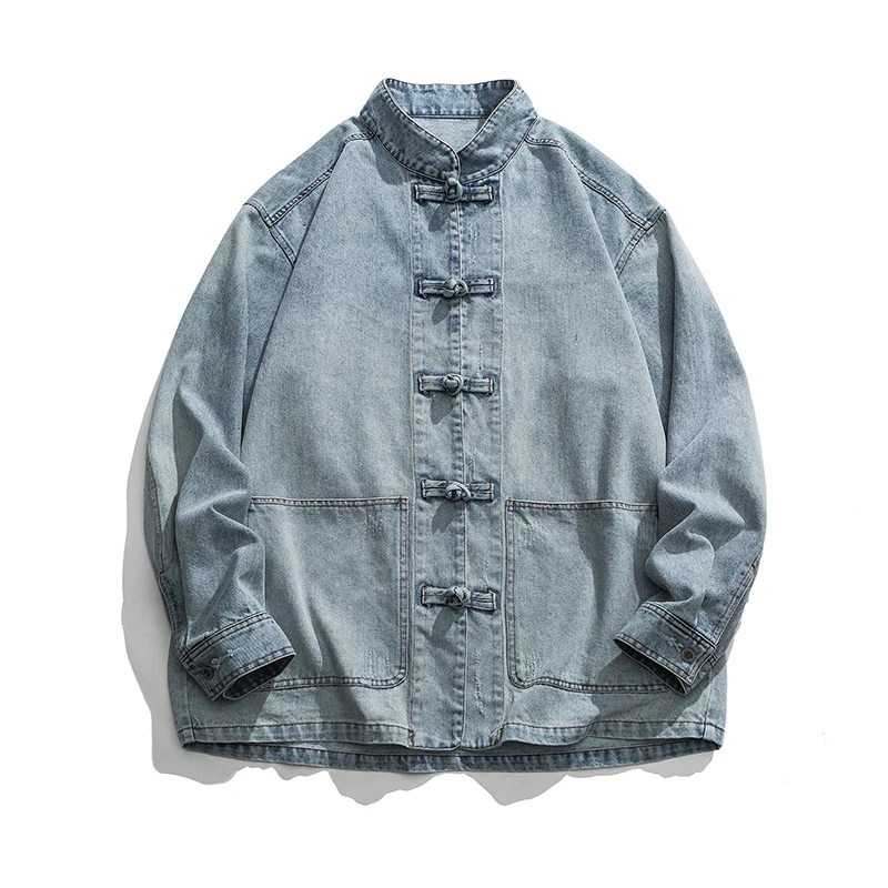 Mens Fashion Denim Jacket - Chinesischer Stil Denim-Jacke für Herren Streetwear