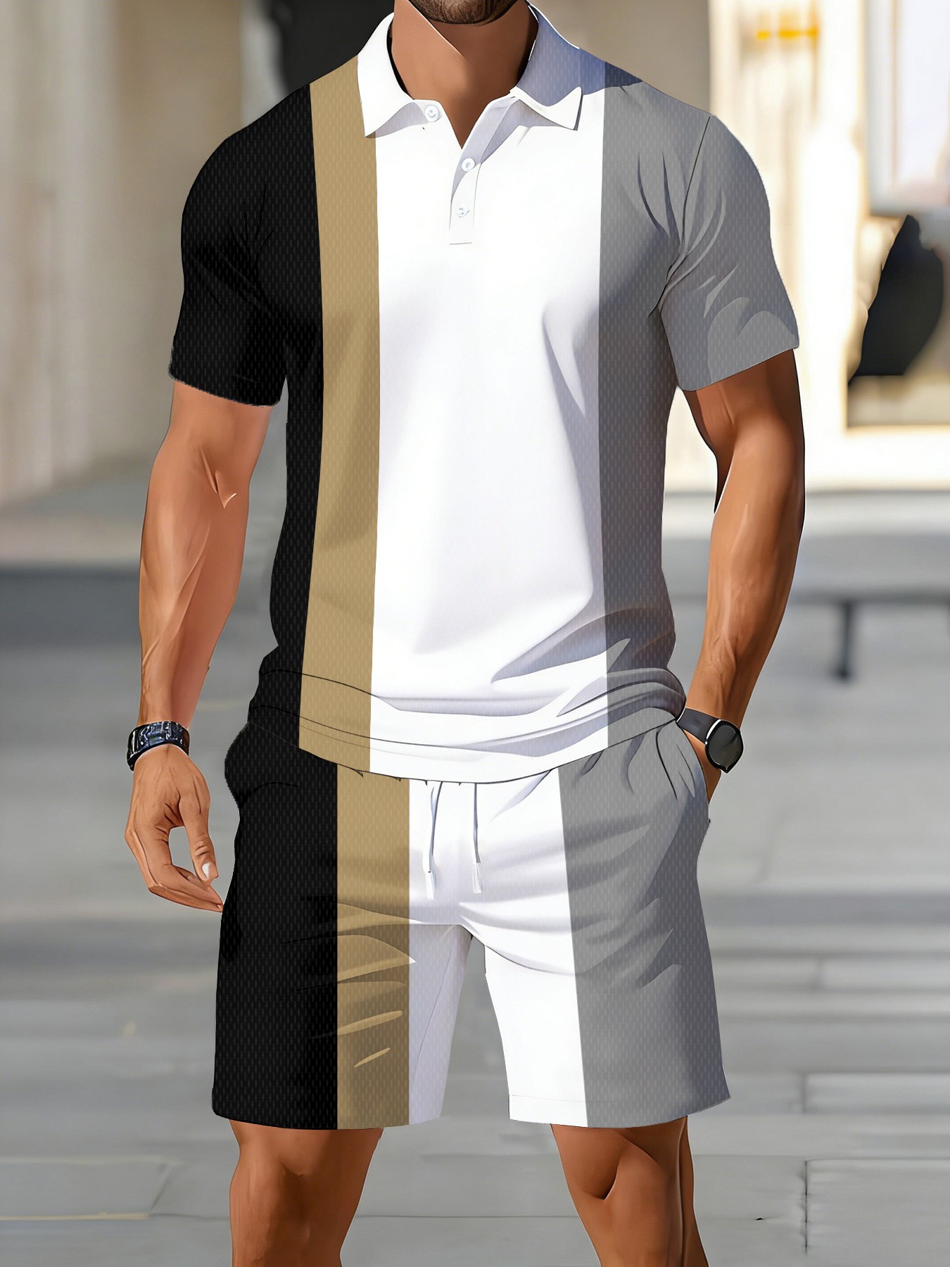 Men'S Fashion Polo Shirt - 2026 Sommer Amerikanisches Herren-Poloshirt-Set für Sport