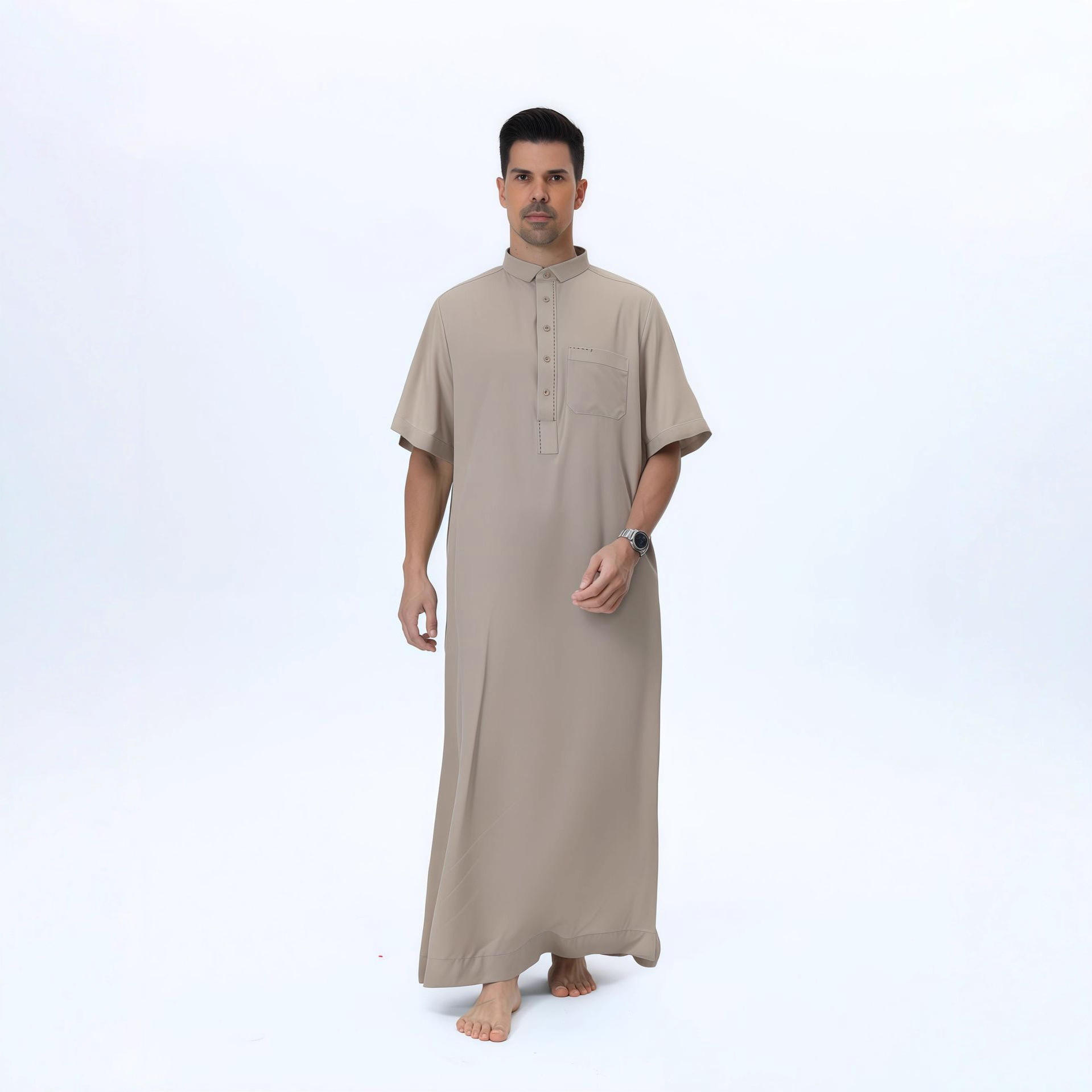 Men'S Fashion Qatar - Arabische Herrenrobe im Katar-Stil Kurzarm-Thobe mit