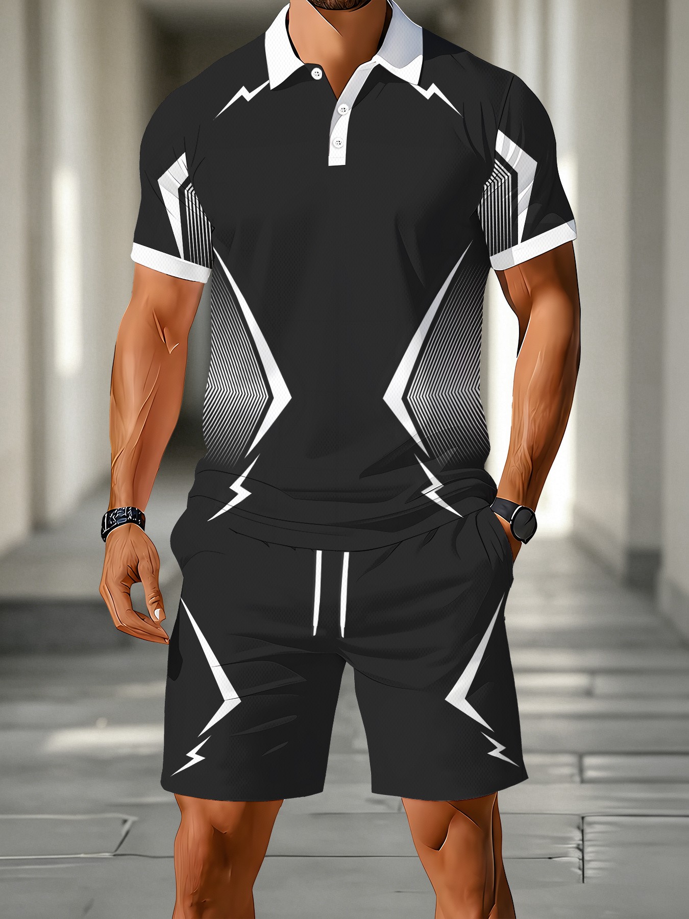 Men'S Fashion Polo Shirt - 2026 Sommer Amerikanisches Herren-Polo-Shirt-Set für Outdoor-Sportarten