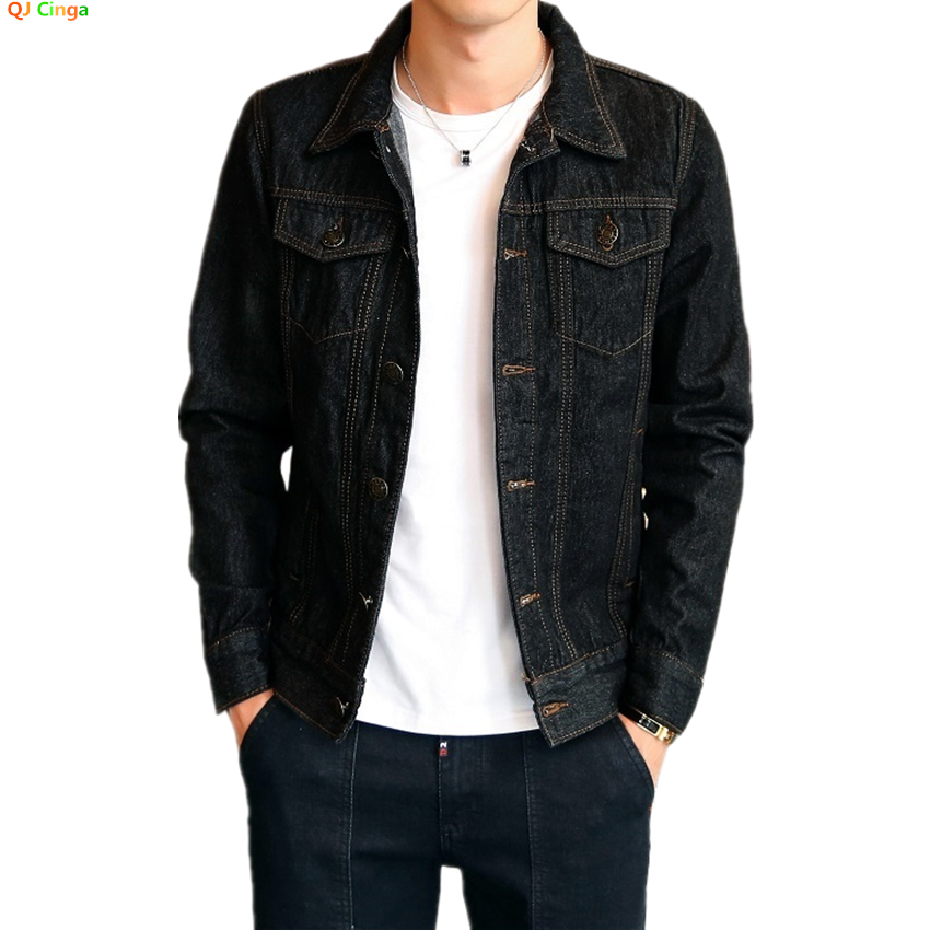 Mens Fashion Denim Jacket - 2026 Herren Schwarze Jeansjacke, Einreihiger Revers-Mantel,