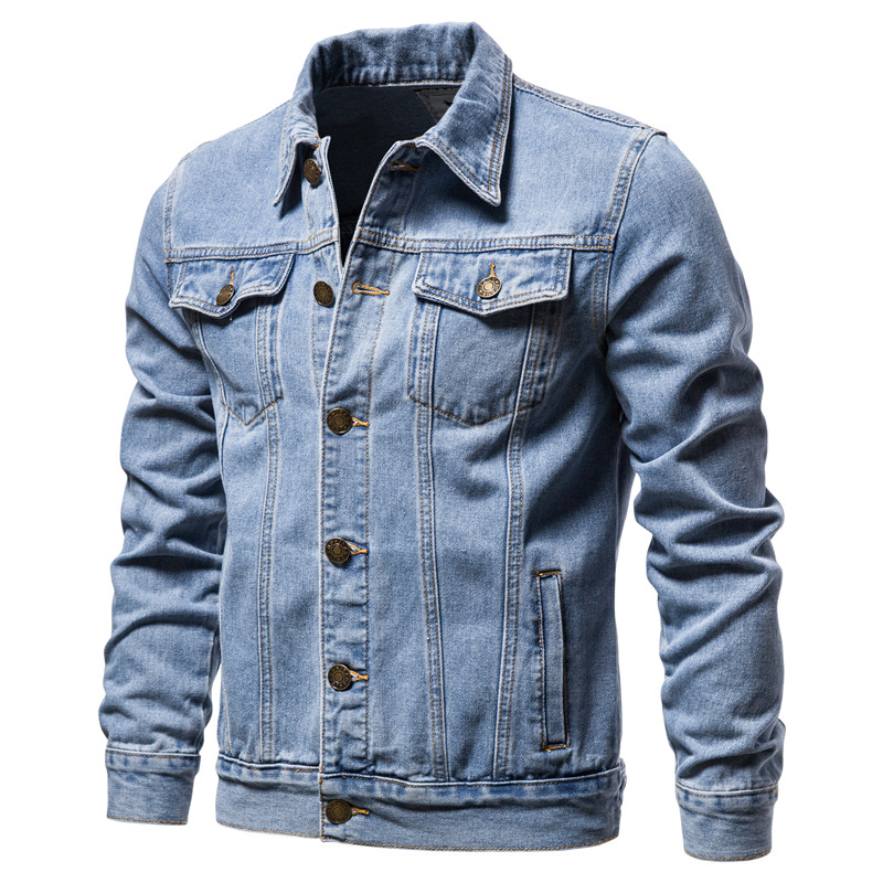 Mens Fashion Denim Jacket - 2023 herbst Männer Feste Denim Jacken