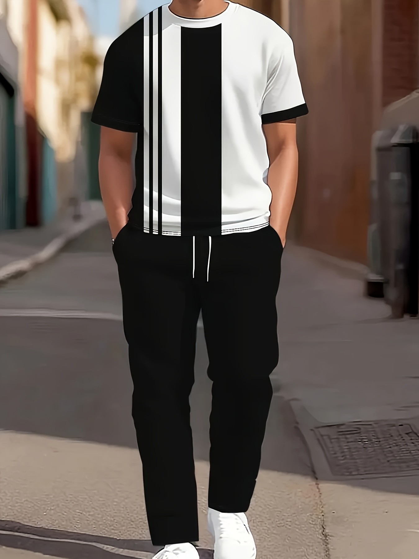 Men'S Fashion Trousers - 2026 Sommer Neues Herren Kurzarm-Langhosen-Set –