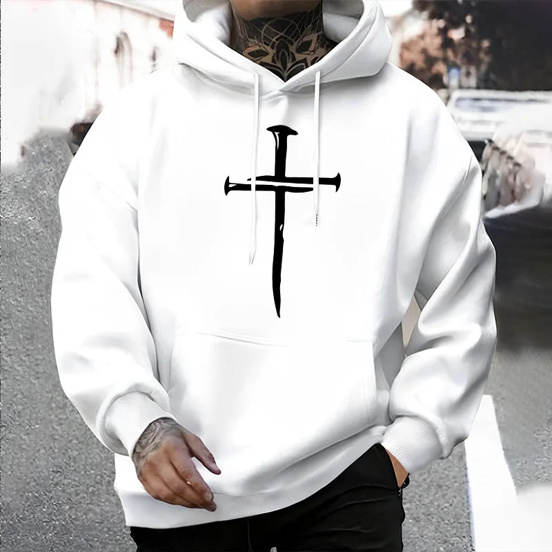 Mens Fashion Winter 2025 - Cross Print Herren Casual Hoodies 2025,