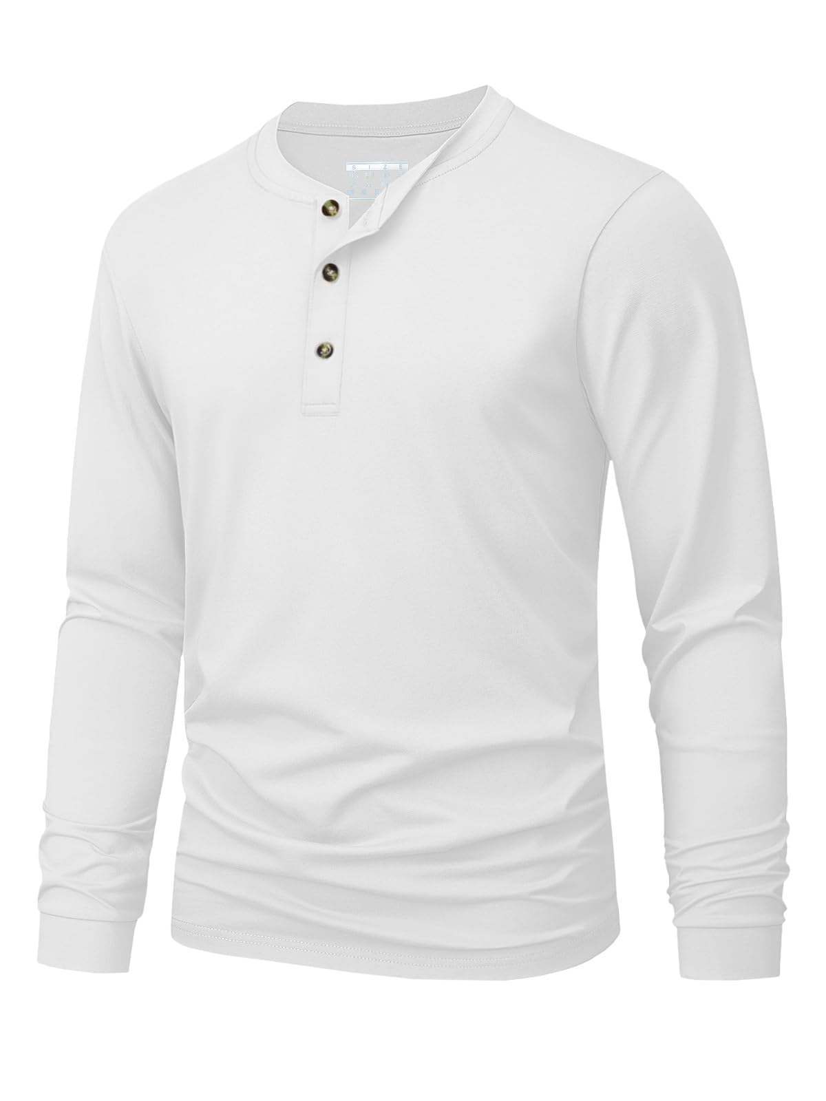 Fashion Mens Shirt - Herren-Henley-T-Shirt, schlicht, einfarbig, bedruckt, langärmelig, modisch,