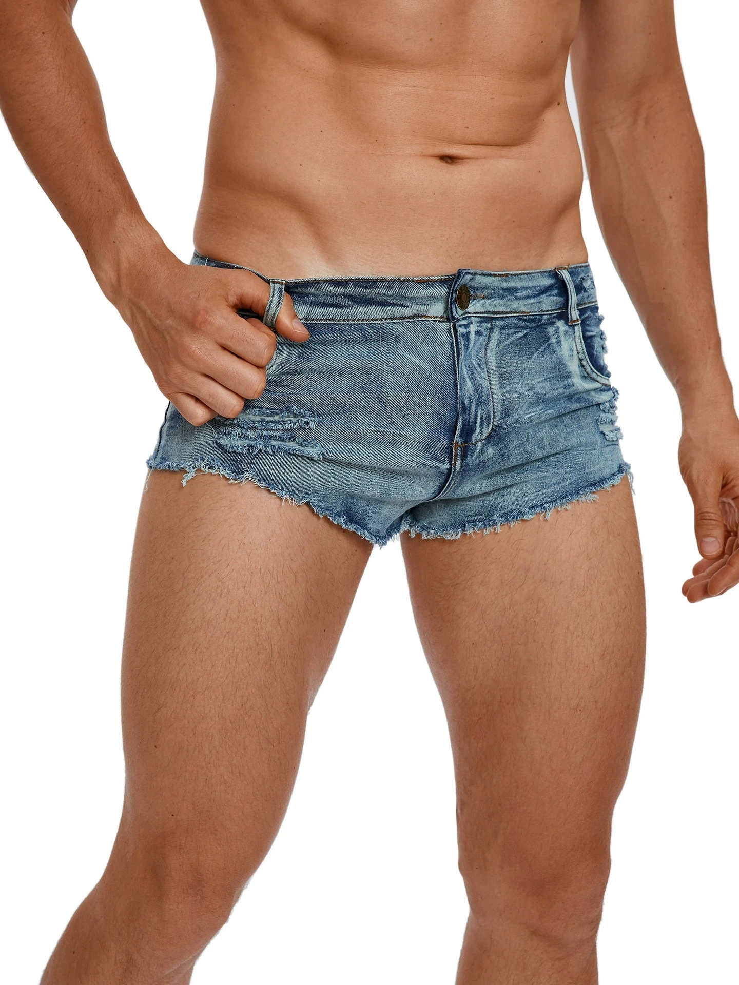 Men'S Fashion Old Money - Herren-Jeansshorts mit Niedriger Taille, Modische Taschen,