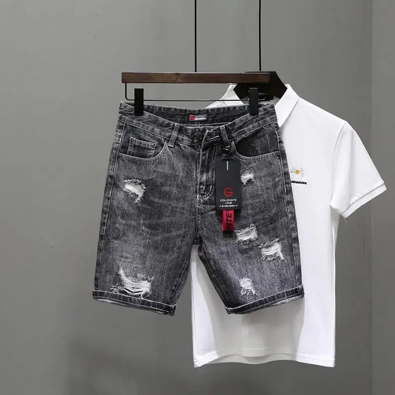 Men'S Fashion Trousers - Herren kurze Jeans Hosen schwarz grau