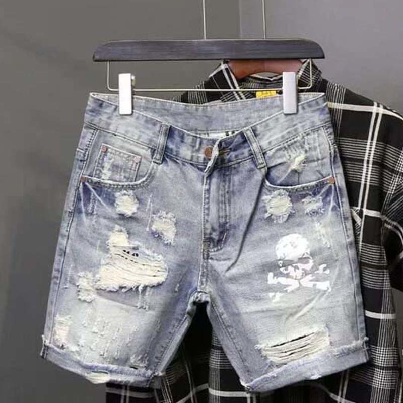 Men'S Fashion Trousers - Sommer männer Getragen Perle Loch Bettler