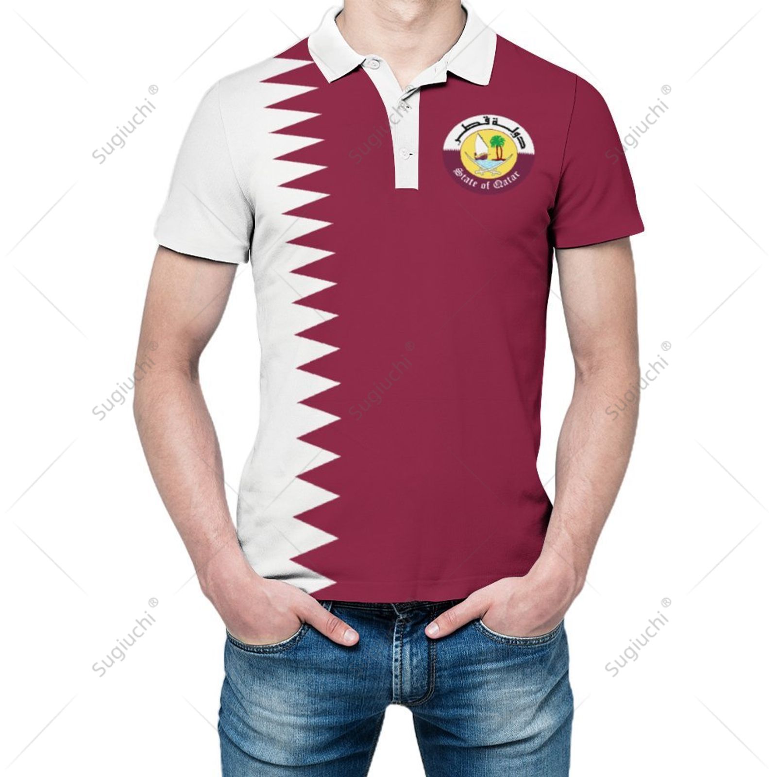 Unisex Poloshirt Katar-Flagge  – Men'S Fashion Qatar Bewertung und Preis