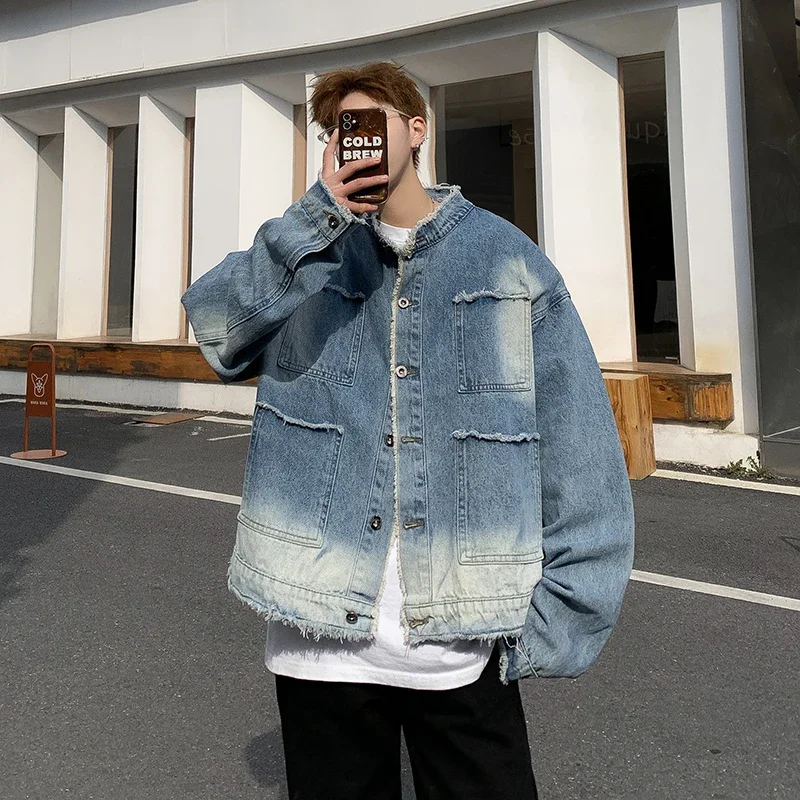 Amerikanische Retro Hip-Hop Ra – Mens Fashion Denim Jacket Bewertung und Preis