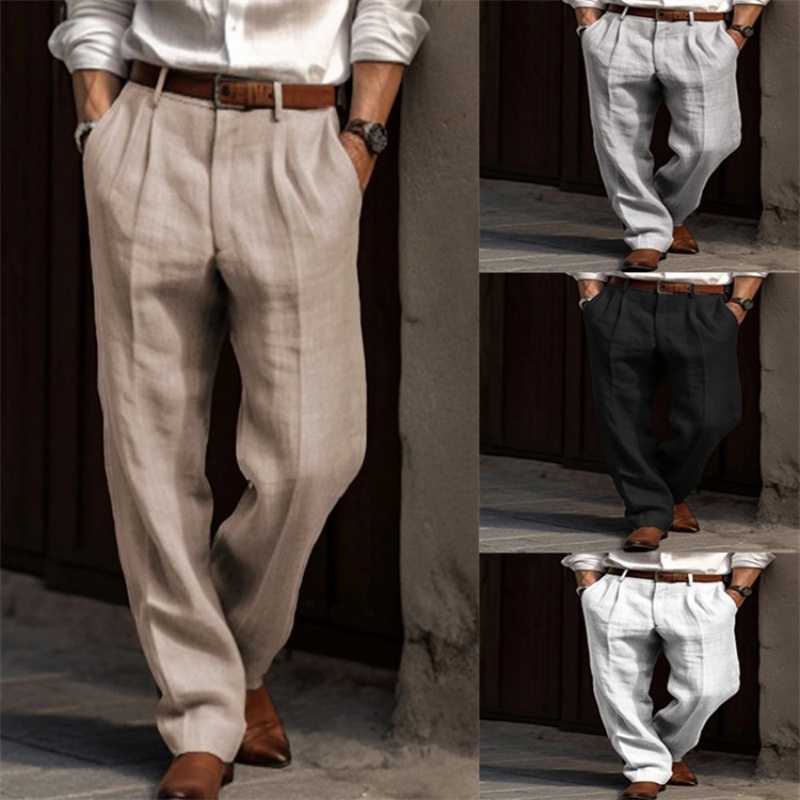 Vintage Einfarbig Lose Leinen  – Men'S Fashion Linen Pants Bewertung und Preis