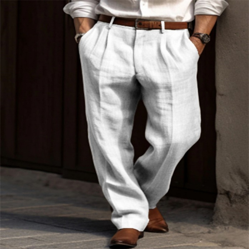 Vintage Einfarbig Lose Leinen  – Men'S Fashion Linen Pants Bewertung und Preis