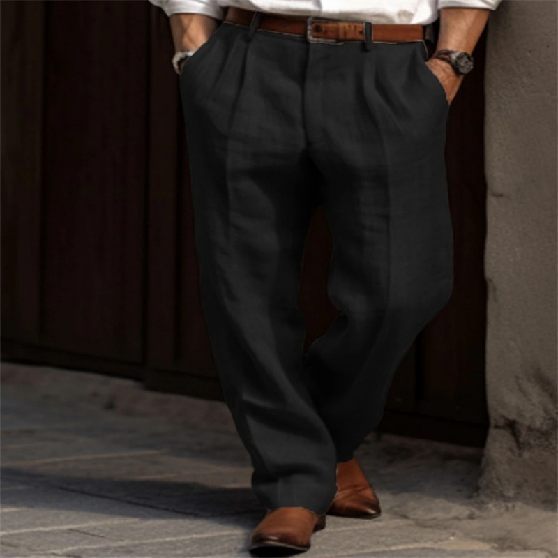 Vintage Einfarbig Lose Leinen  – Men'S Fashion Linen Pants Bewertung und Preis
