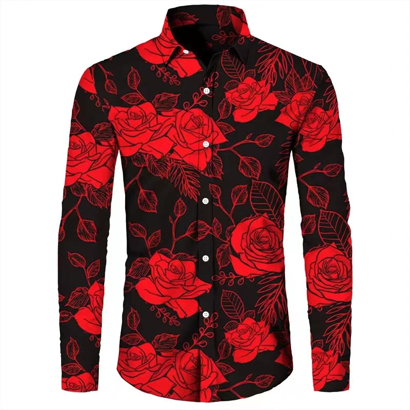 Modische Blumen 3D-Druck Herre – Fashion Mens Shirt Bewertung und Preis