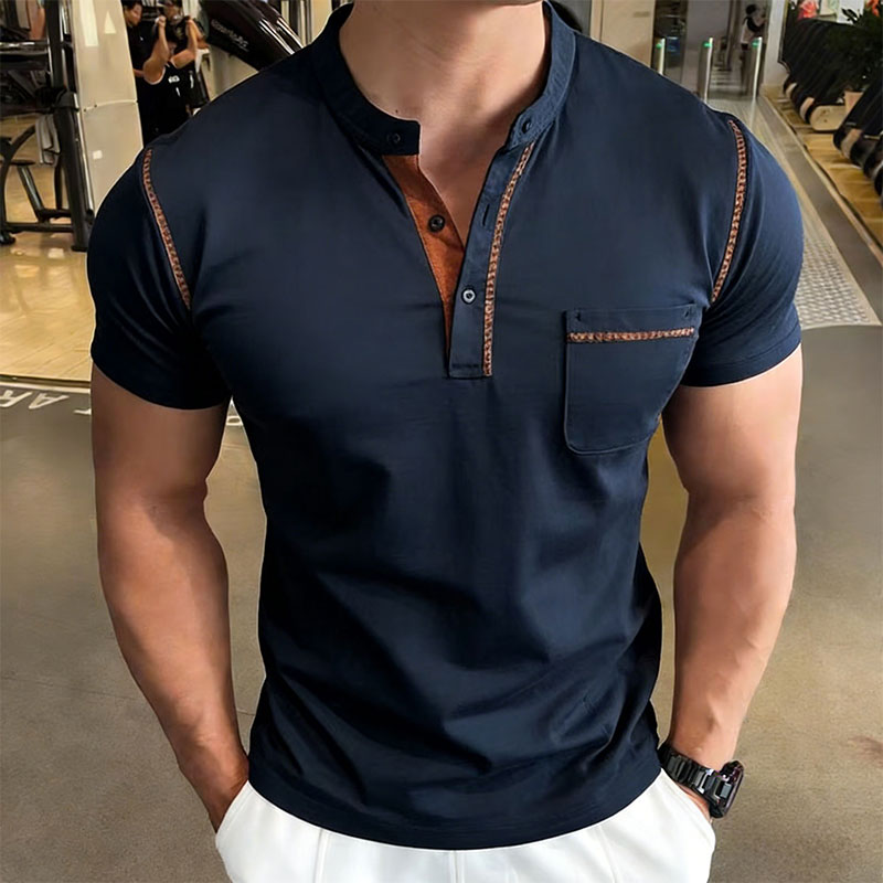 Neues Sommer-Herren-Henley-Kra – Men'S Fashion Polo Shirt Bewertung und Preis