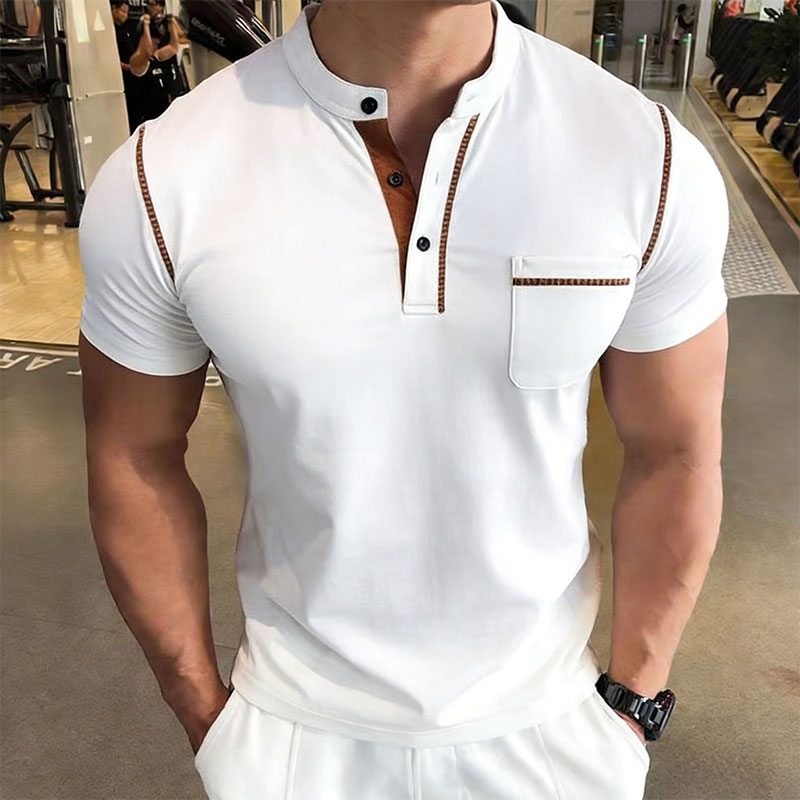 Neues Sommer-Herren-Henley-Kra – Men'S Fashion Polo Shirt Bewertung und Preis